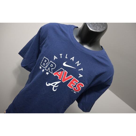 Nike Gym Shirt Athletic MLB Atlanta Braves Blue Blue Short Sleeve Mens Sz 2XL - Picture 4 of 7